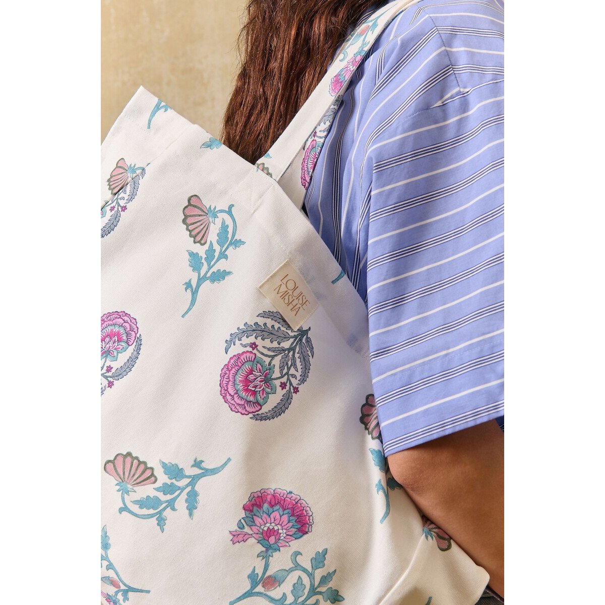 Beverly Floral Print Large Tote Bag blue print, LOUISE MISHA