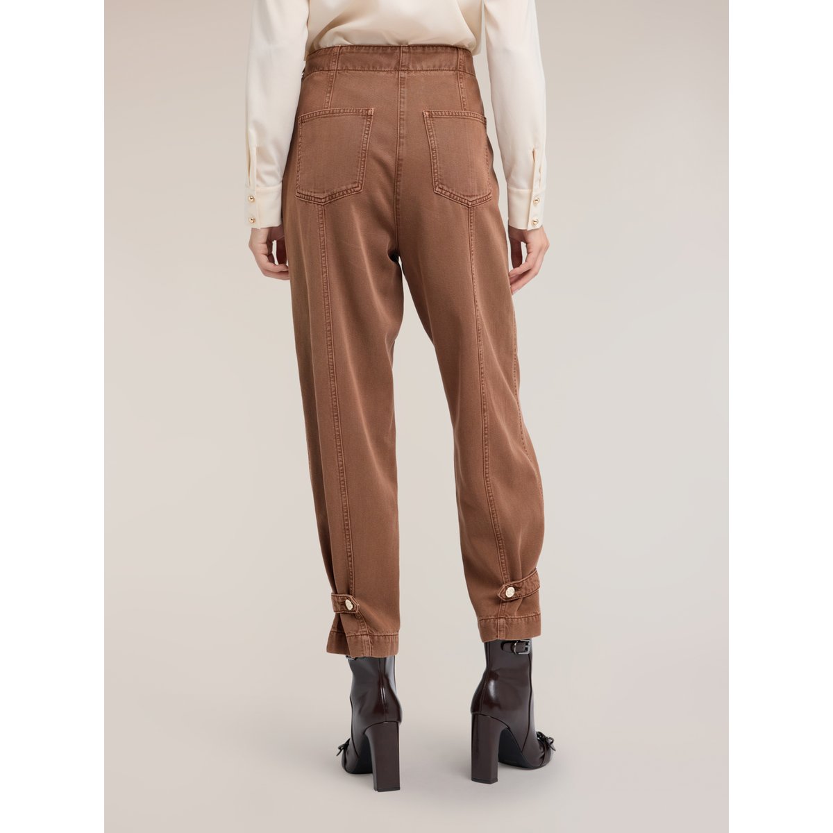 Pantalon carrot washed marron, MOTIVI