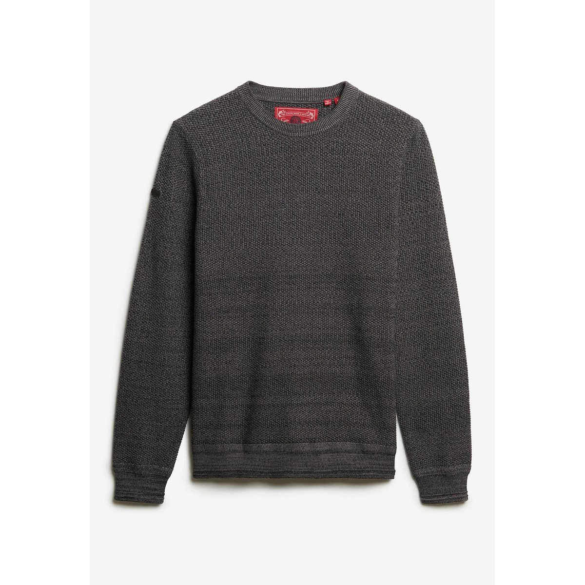 Textured Crew Neck Jumper dark grey, SUPERDRY