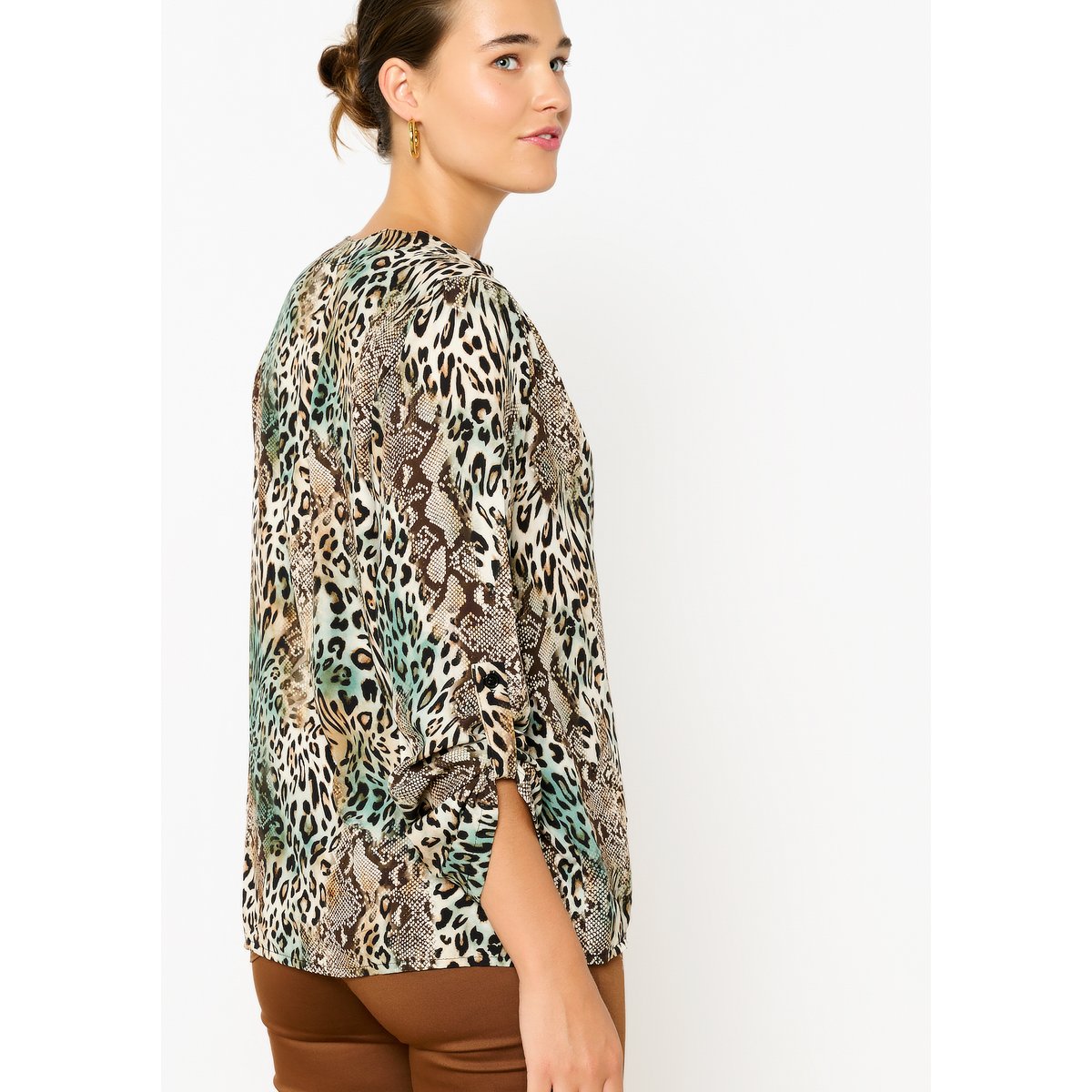 Blouse à imprimé animal beige sand, LOLALIZA