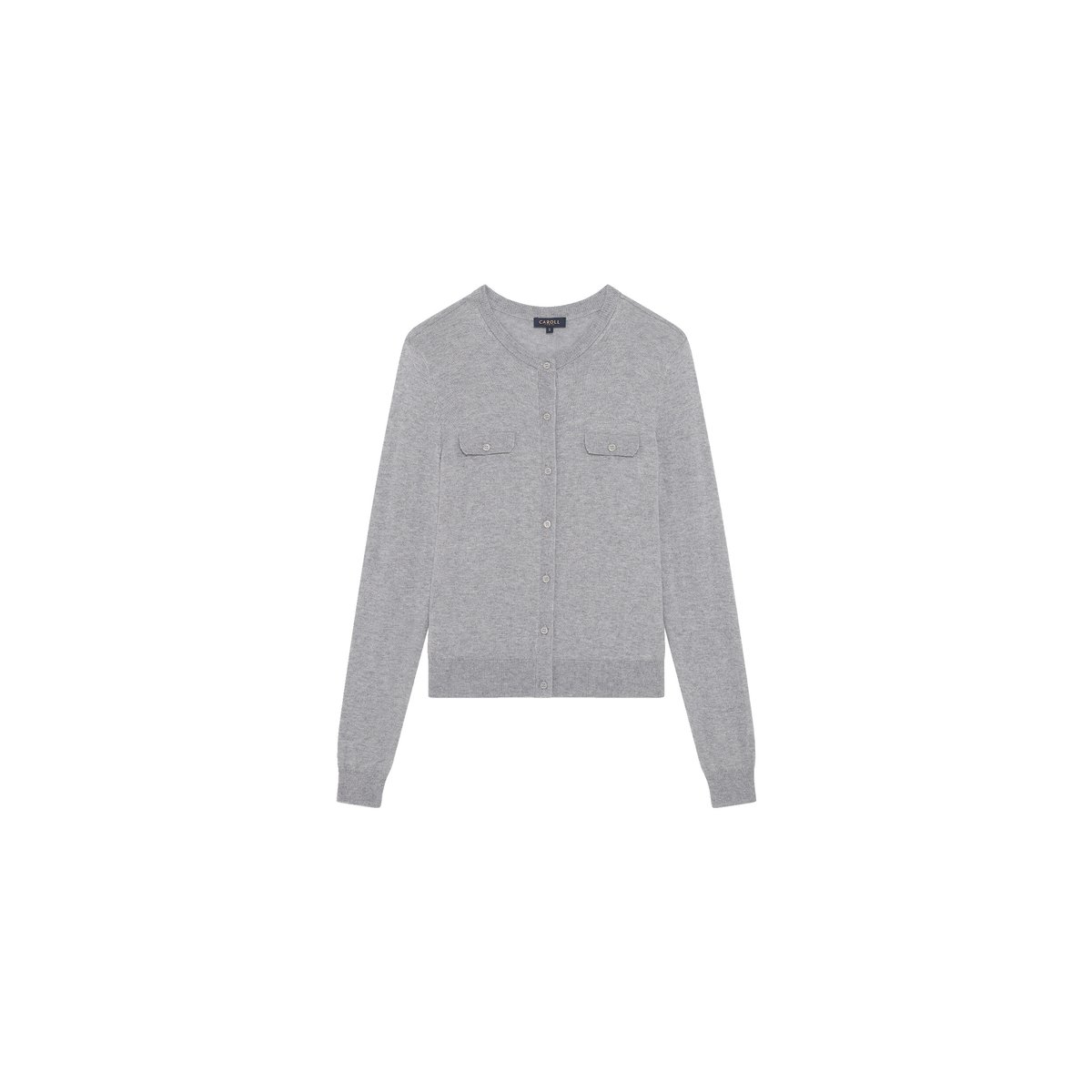 Gilet droit col rond laine MCAROLA gris, CAROLL