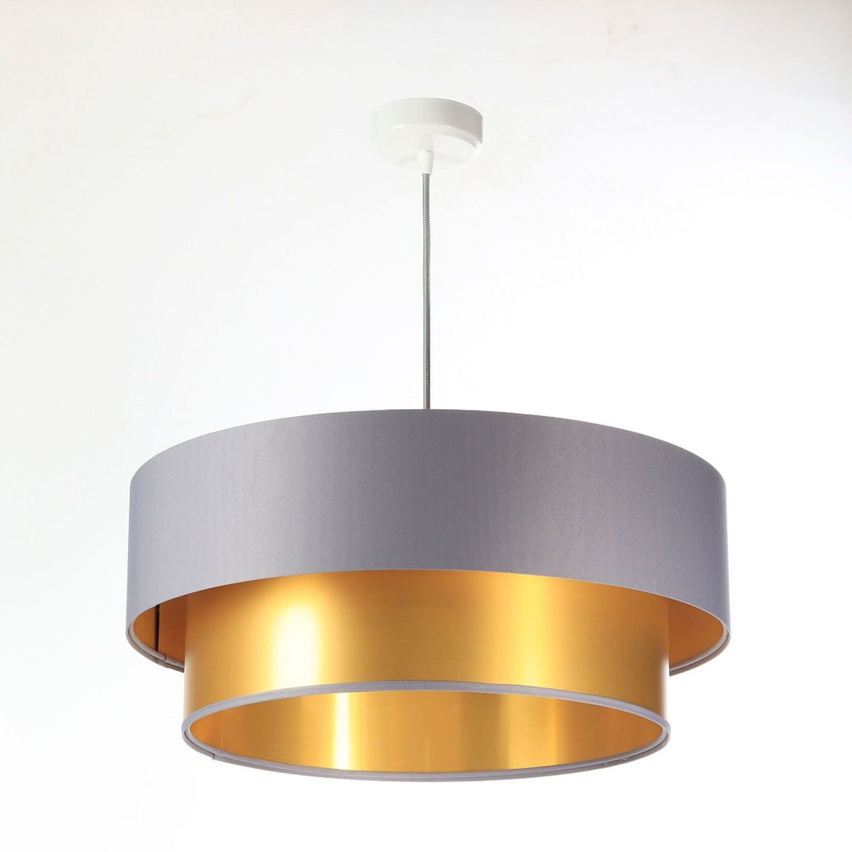 Suspension en tissu, DUO ÉLÉGANT gris et argent satiné et brillant, BPS KONCEPT