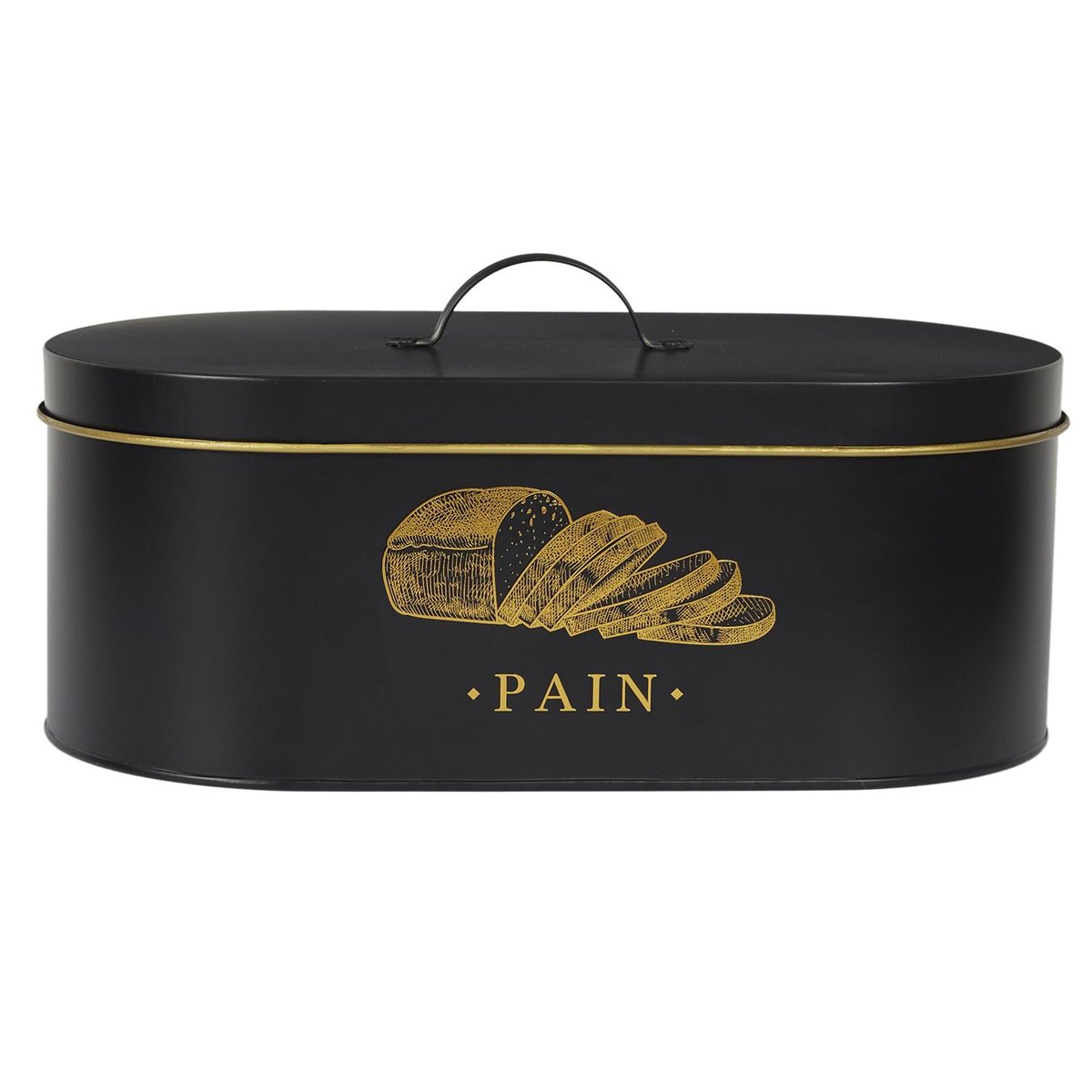 Boîte à pain en métal noir et doré noir, EDEN