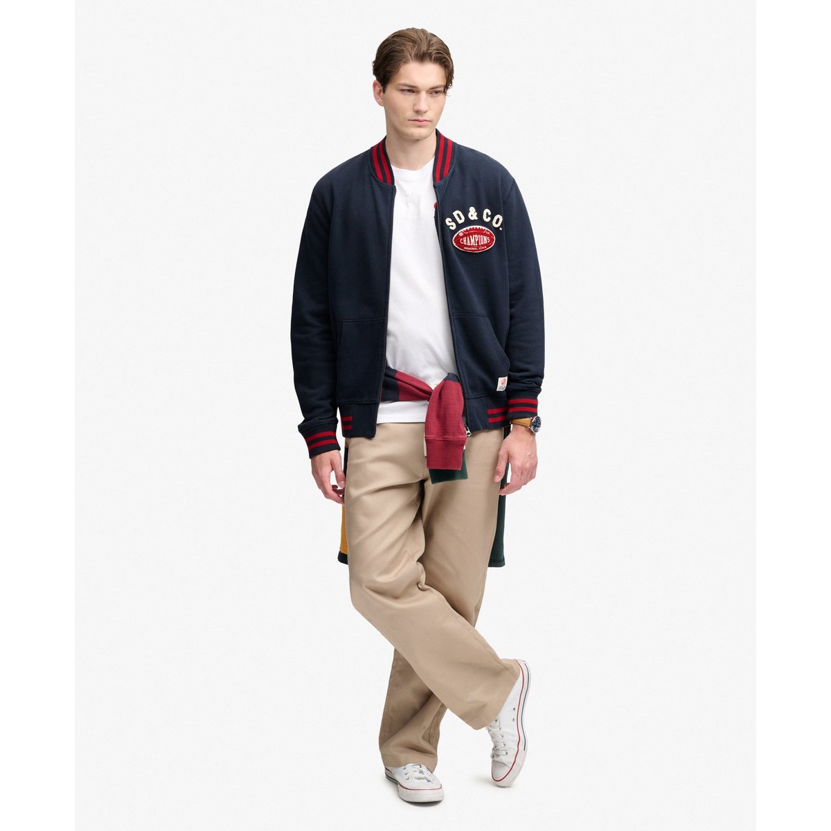 Bomber Track Top Vintage Athletic bleu marine éclipse, SUPERDRY