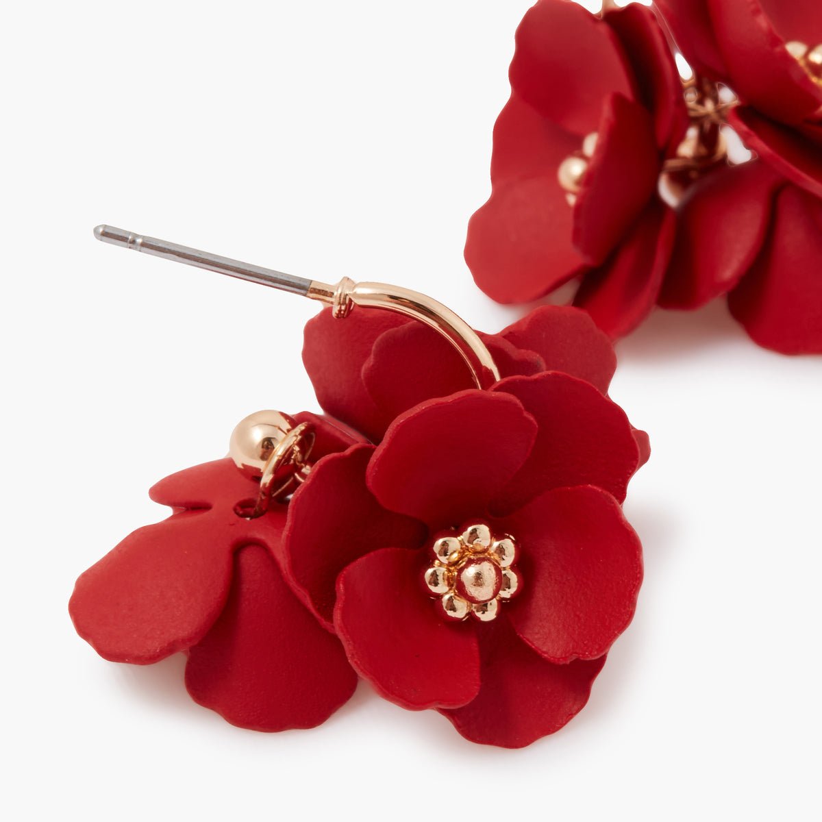 Petites créoles 3 fleurs rouges rouge, BALABOOSTE