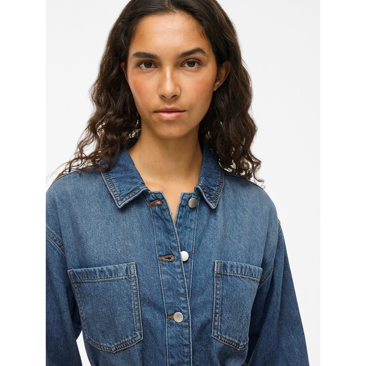 Robe courte en jean ceinturée bleu stone, VILA