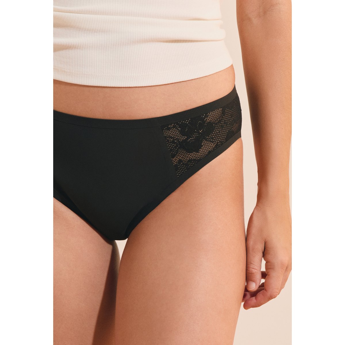Culotte menstruelle avec détail en dentelle - Flux abondant NALYA noir, ETAM