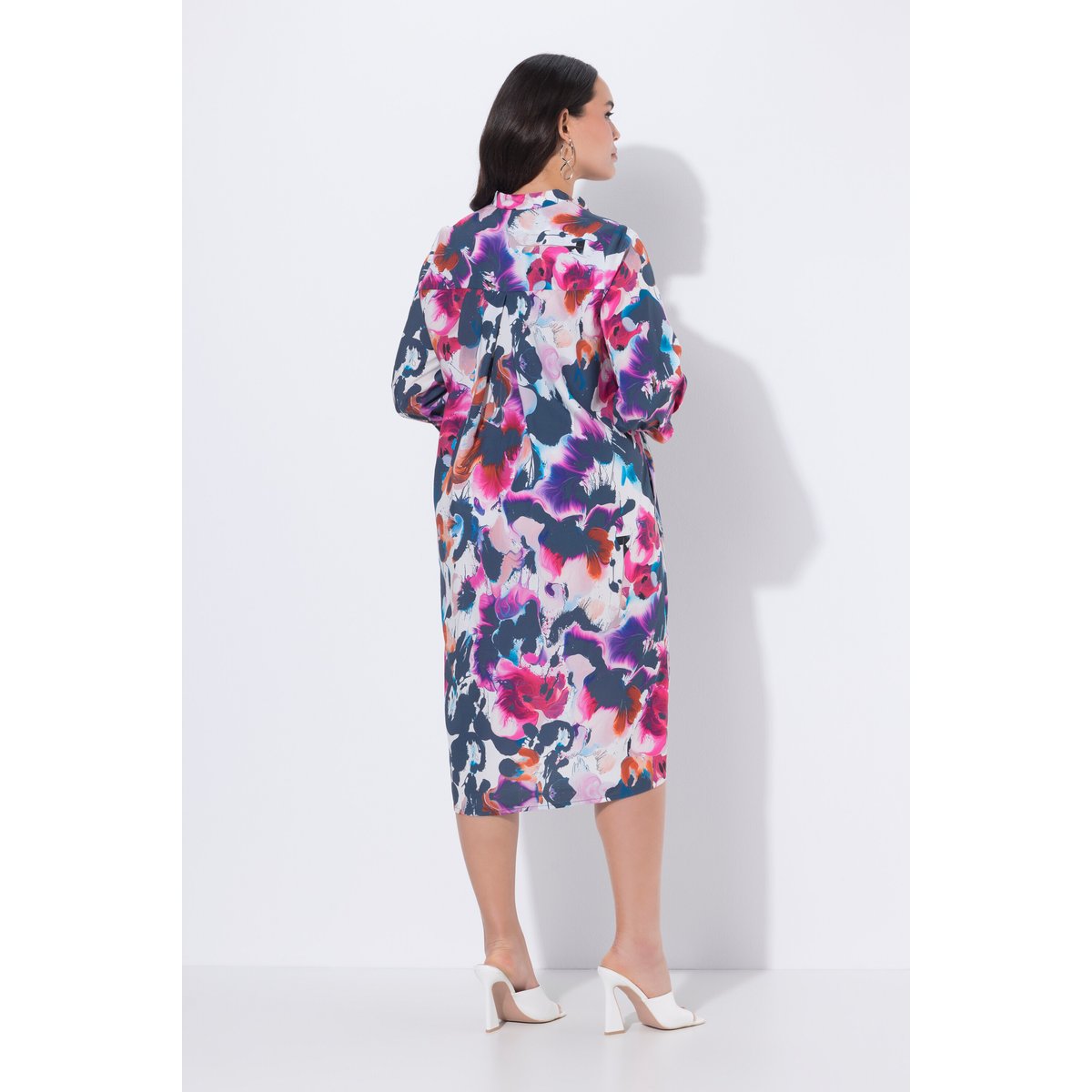 Robe midi en Lyocell esprit aquarelle blanc neige, ULLA POPKEN