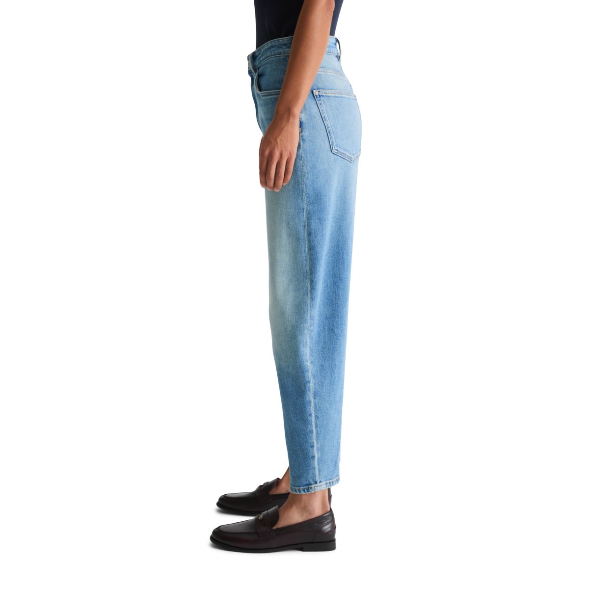 Jeans modèle Lara barrel cropped en coton bio et lyocell stretch bleu, MARC O'POLO
