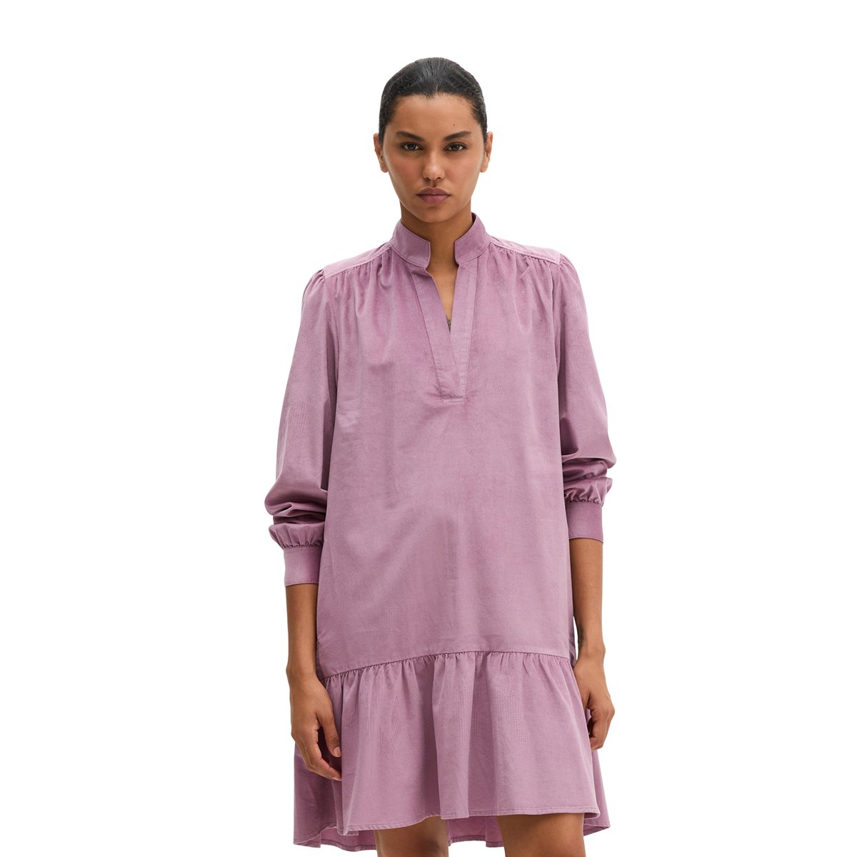 Robe en velours, coupe classique en mélange de coton bio et de viscose violet, MARC O'POLO