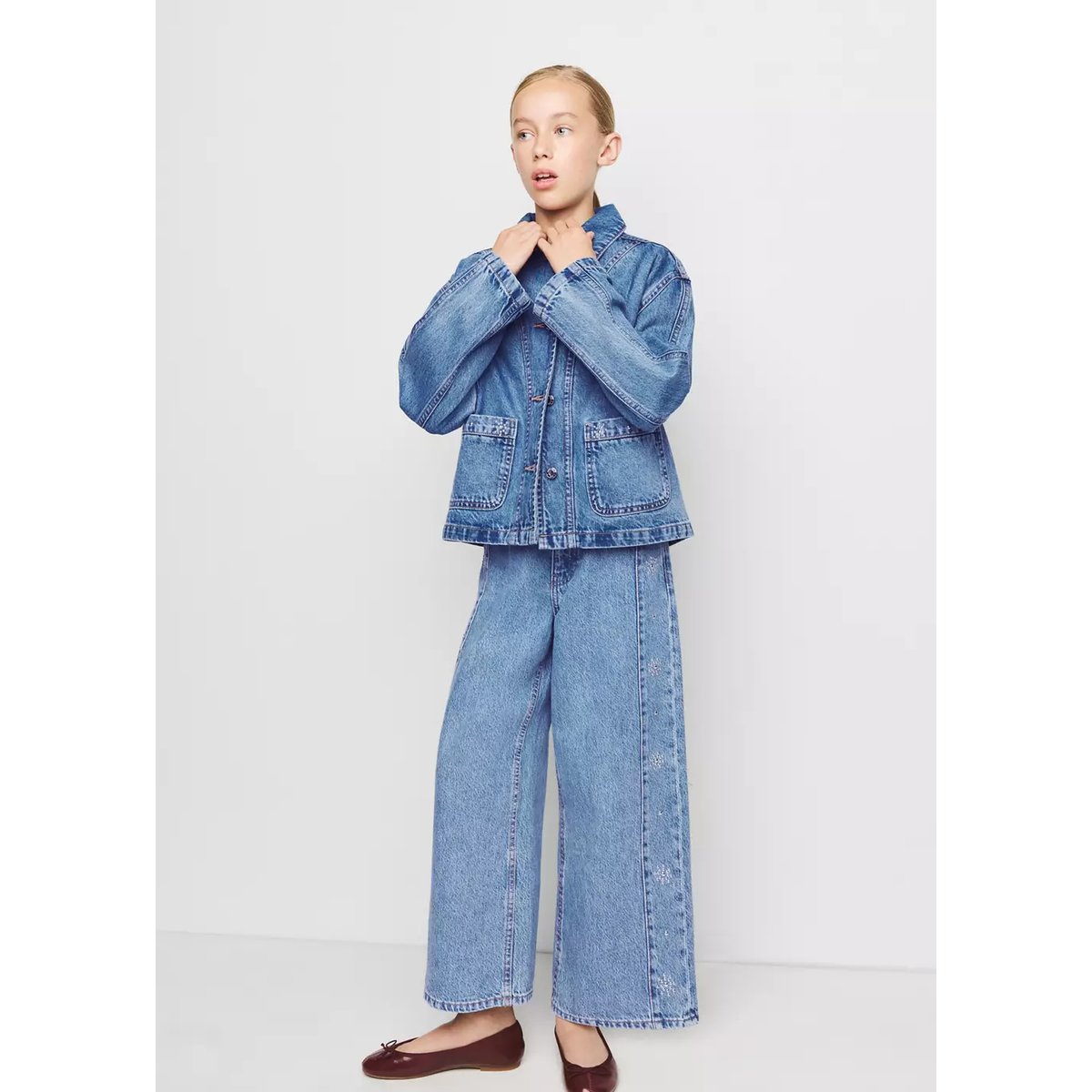 Blouson en jean clouté bleu foncé, MANGO KIDS