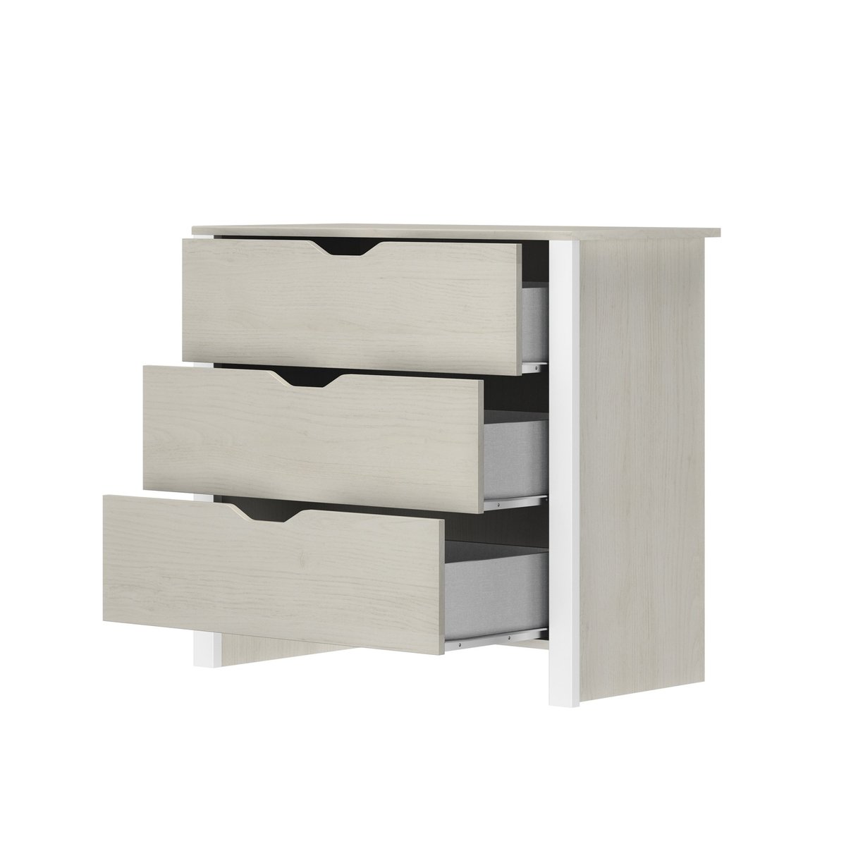 Commode 3 tiroirs & rangement nuit chic beige, DIAGONE