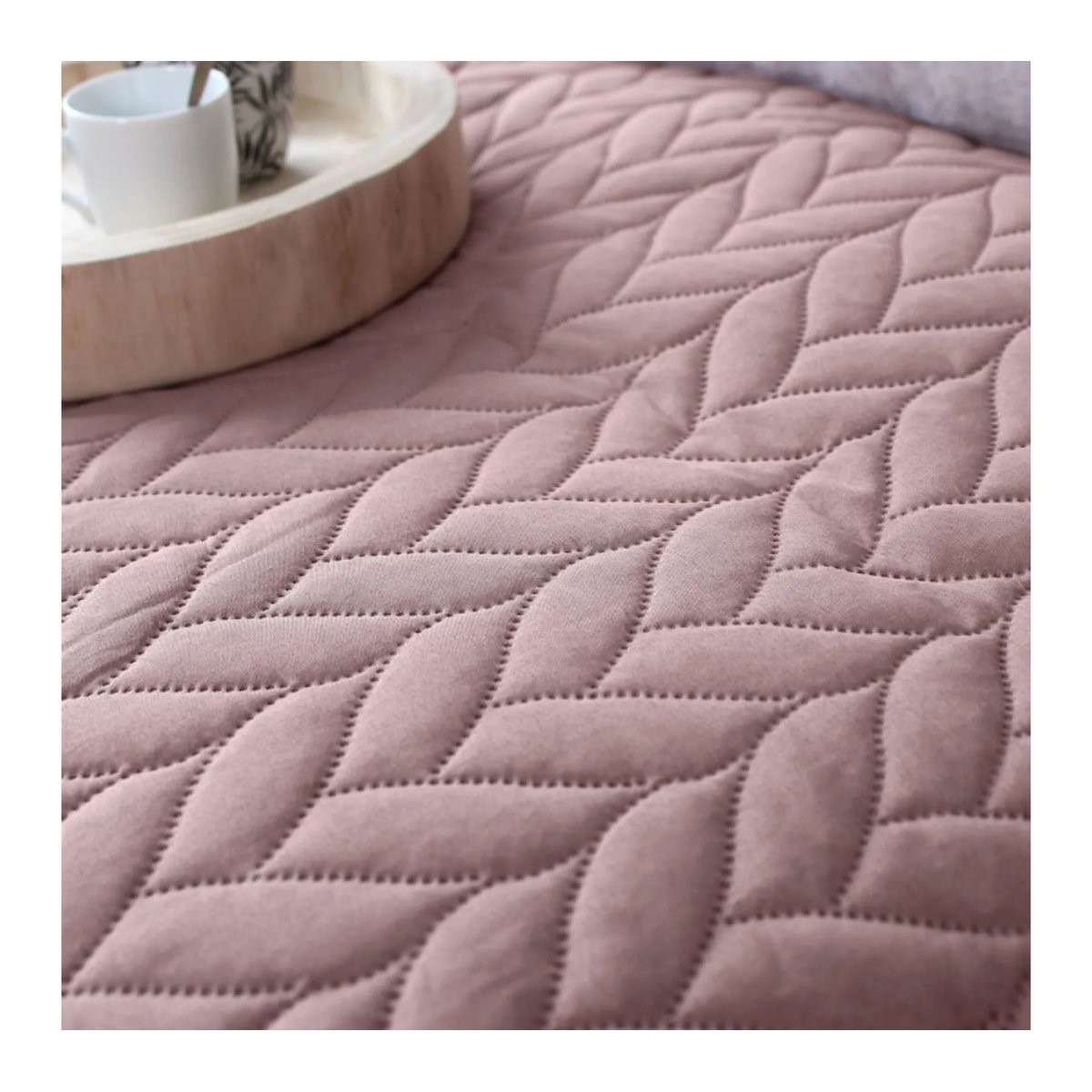 Couvre-lit en microfibre Effet tresse rose, EDEN