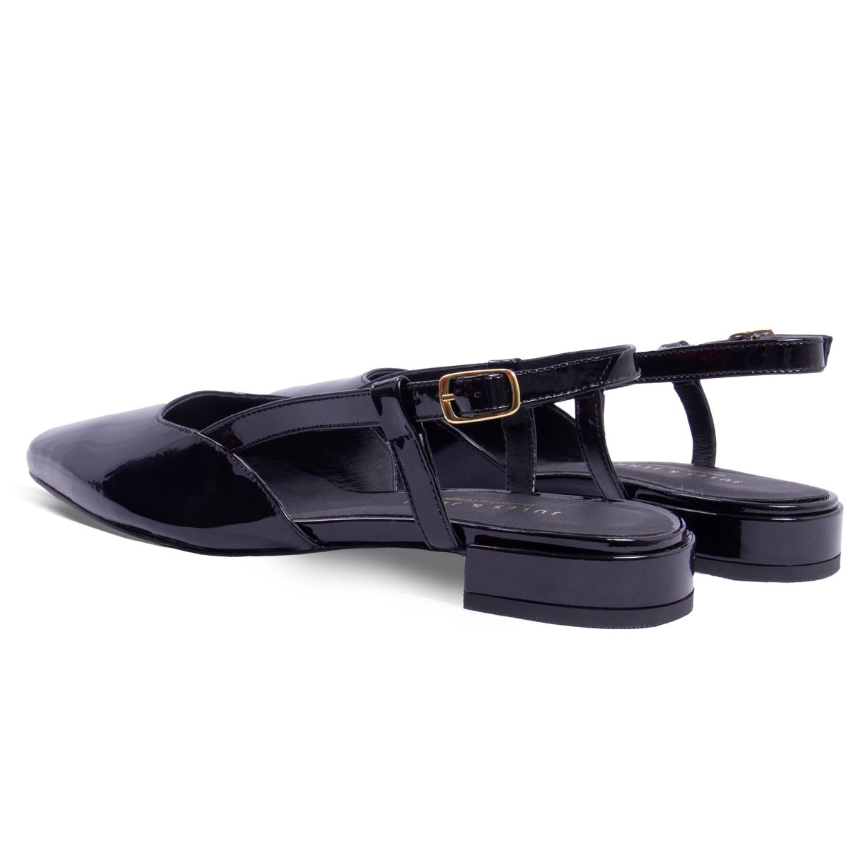 Ballerines slingback Elise cuir vernis noir, JULES & JENN