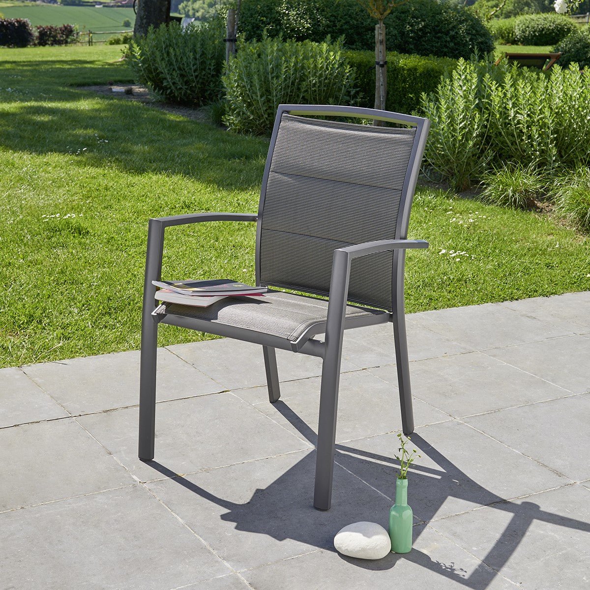 Fauteuil de jardin en aluminium et textilène MODULO gris, BERAH GETAH
