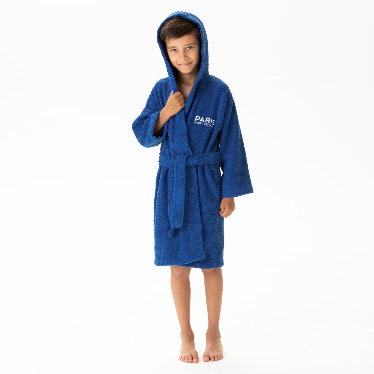 Peignoir enfant à capuche 100% coton, Paris Saint Germain MAGIQUE bleu, PSG