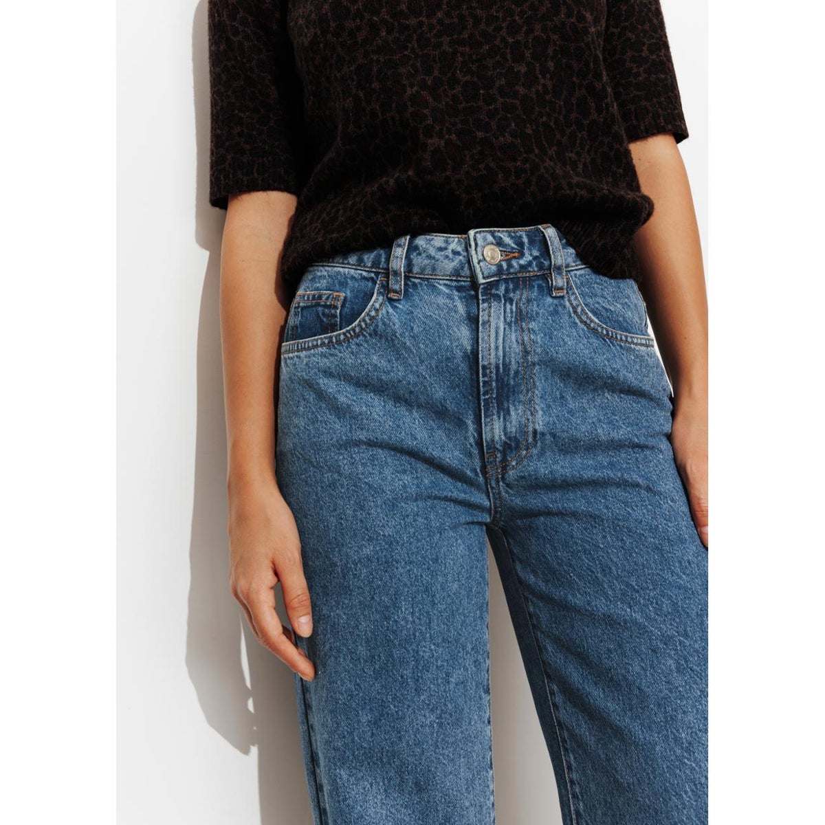 BASILE jean droit taille haute jean moyen, PROMOD