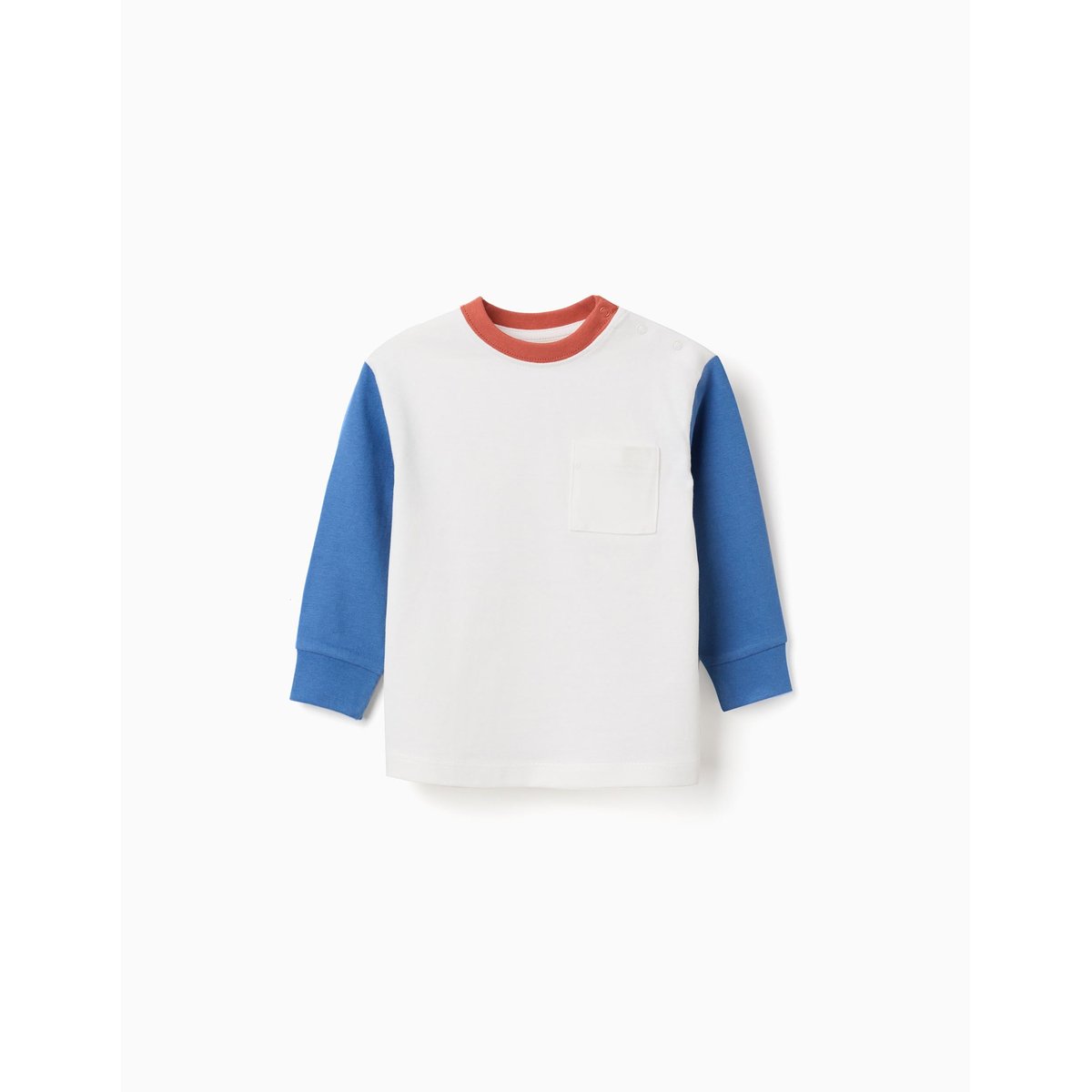 T-shirt en coton à manches longues avec poche bleu, ZIPPY