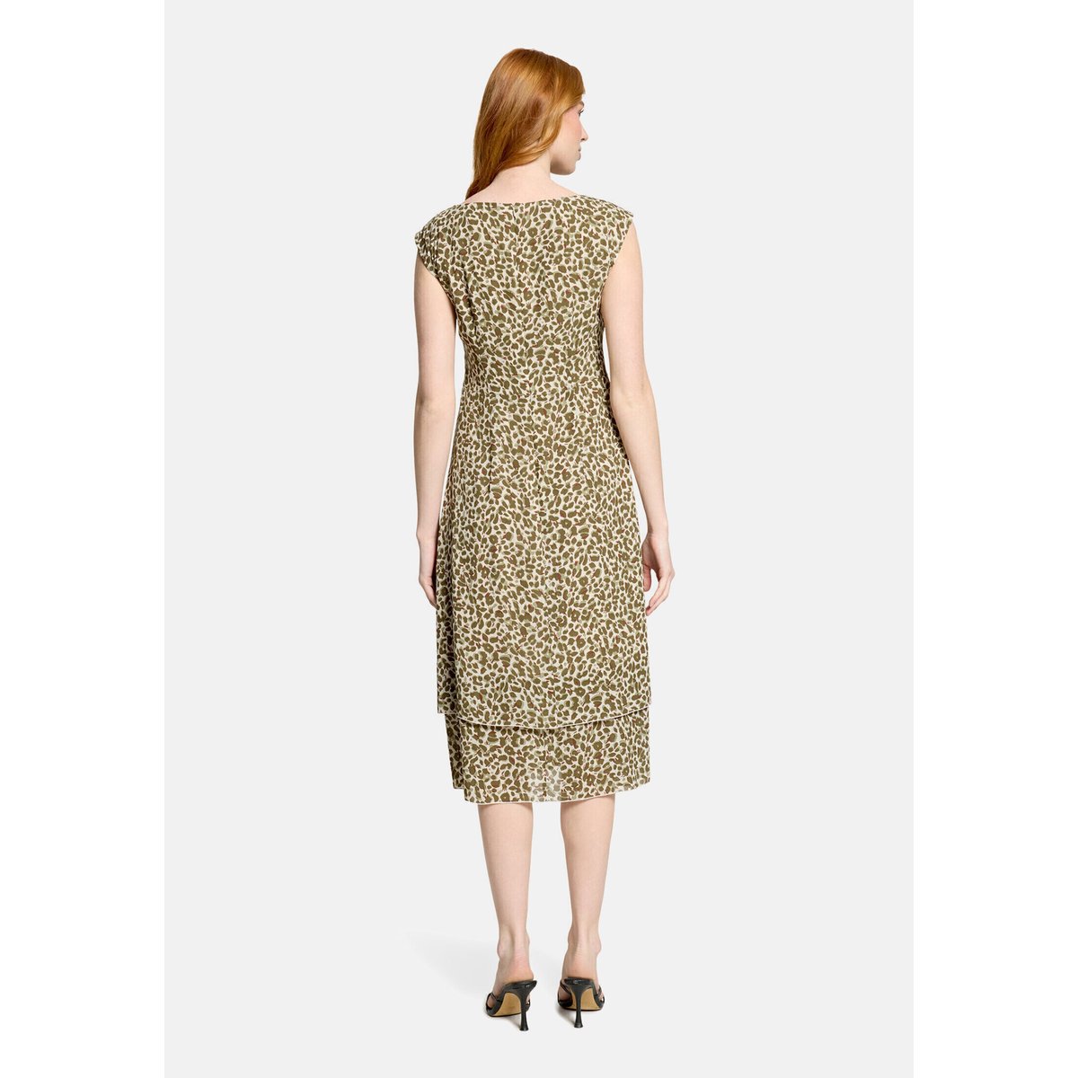 Robe en chiffon à ceinture à nouer beige/kaki, BETTY BARCLAY