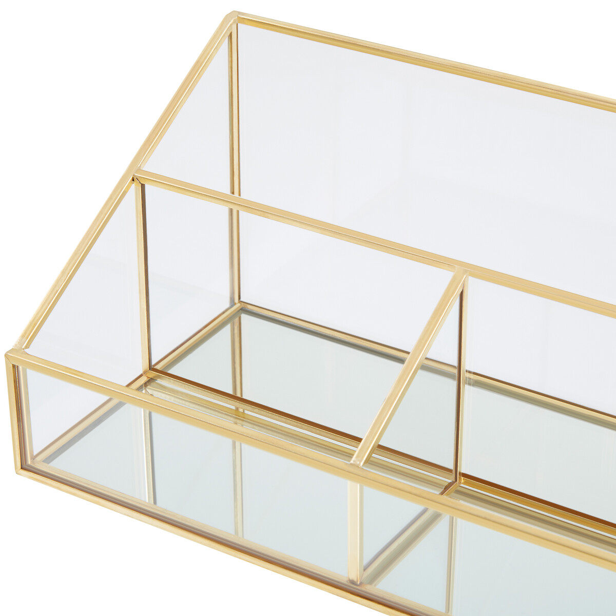 3 Compartment Cosmetics Organiser gold-coloured, SO'HOME