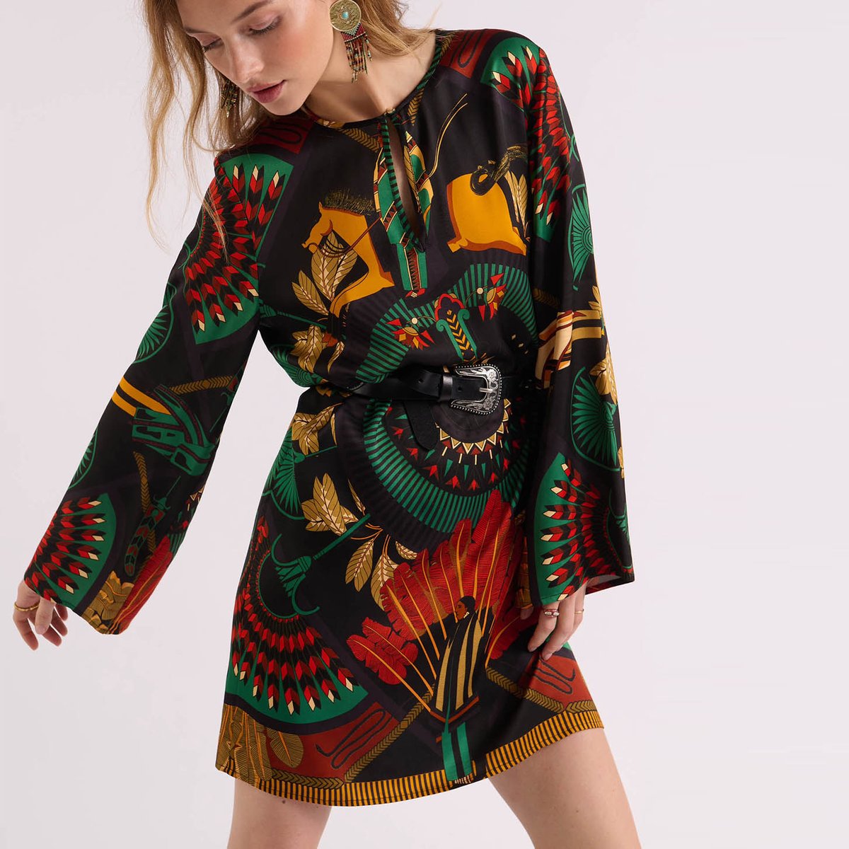 Robe midi à motifs SERAPHINE noir, WILD