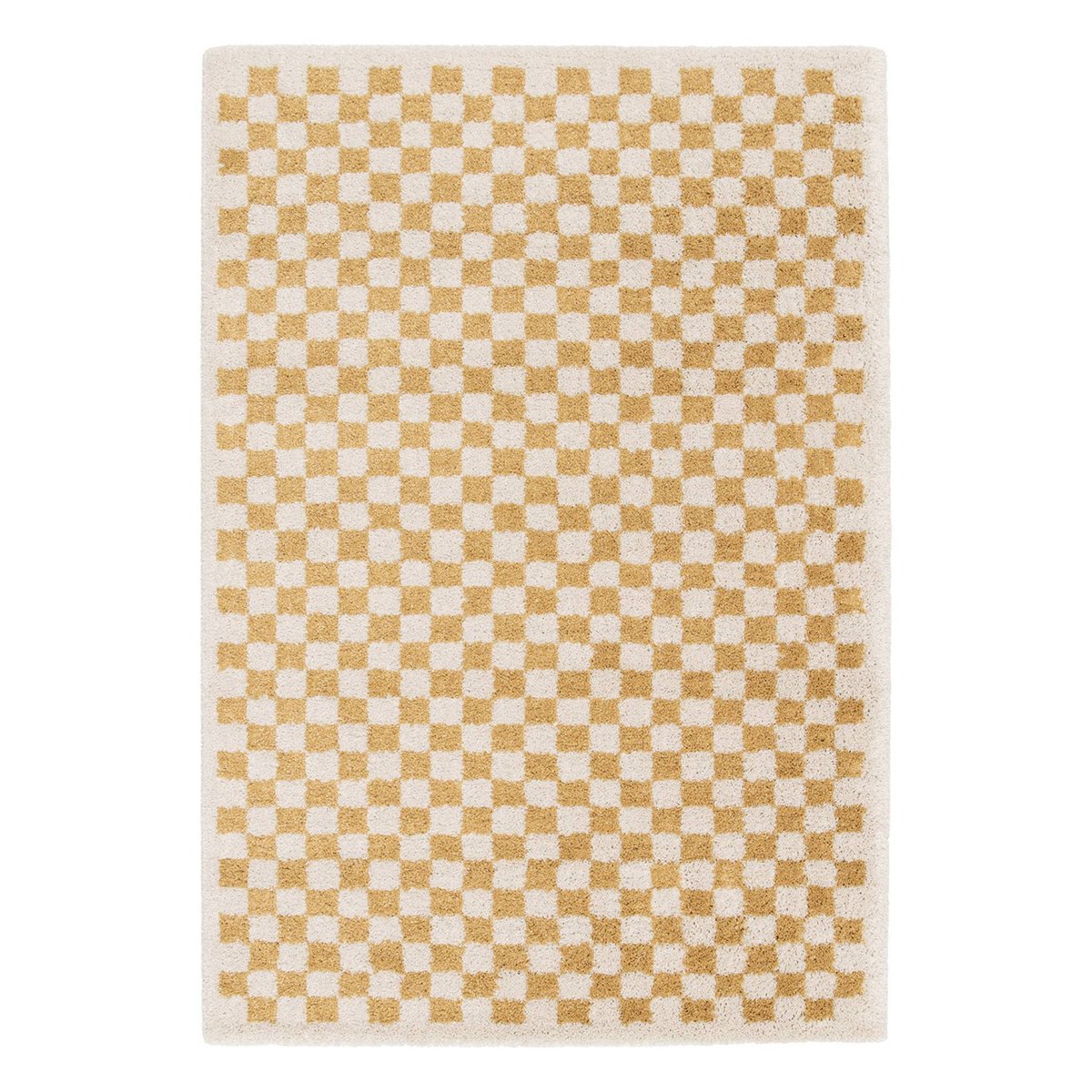 Tapis intérieur rectangulaire damier TAYLOR moutarde / crème, SWEEEK