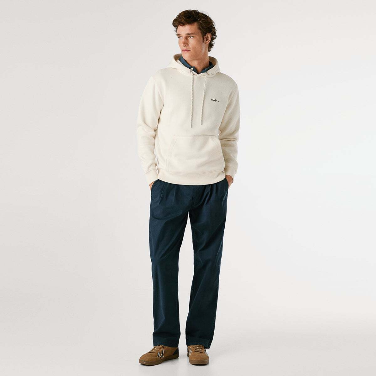 Sweat À Capuche Avec Logo blanc ivoire, PEPE JEANS