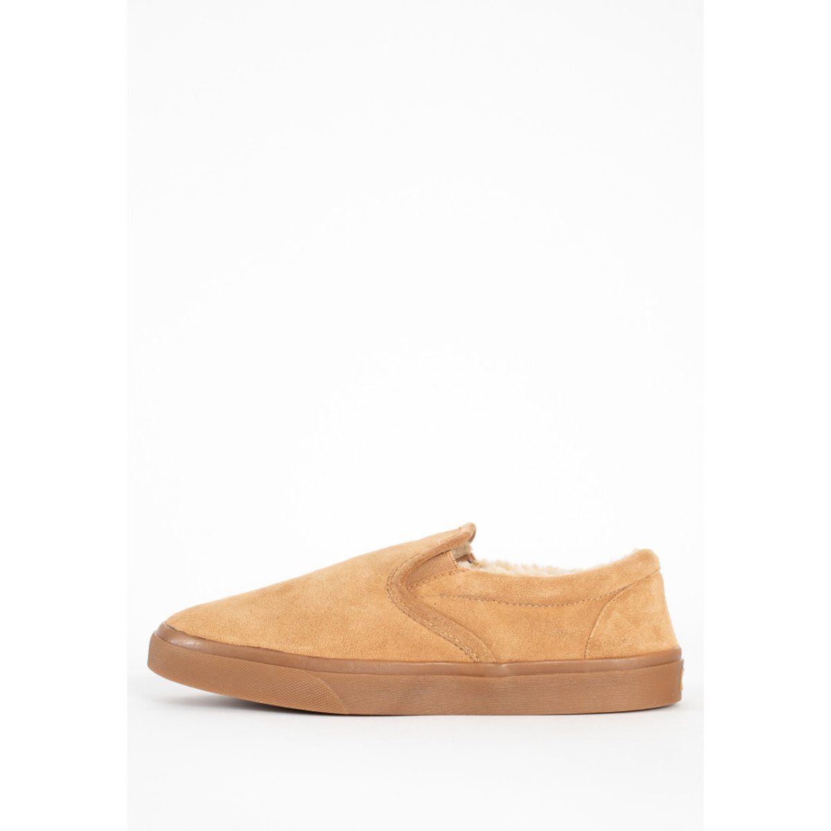 Chaussons en daim fourrés en laine ALDEN marron clair, MINNETONKA