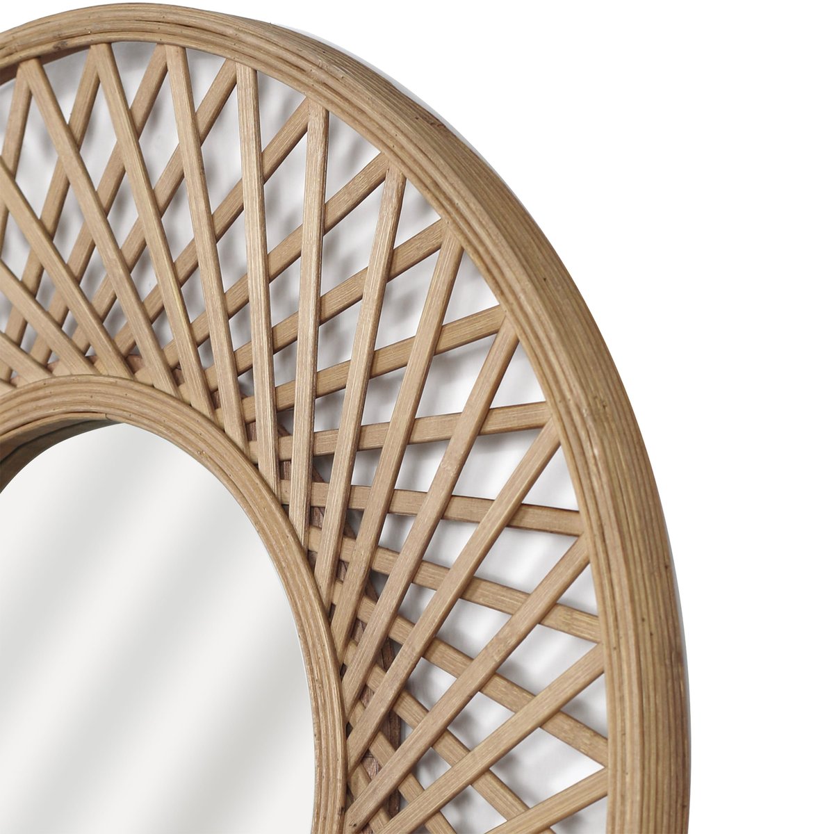 Miroir en bambou rond, ROSACE jaune / doré, INSPIRE