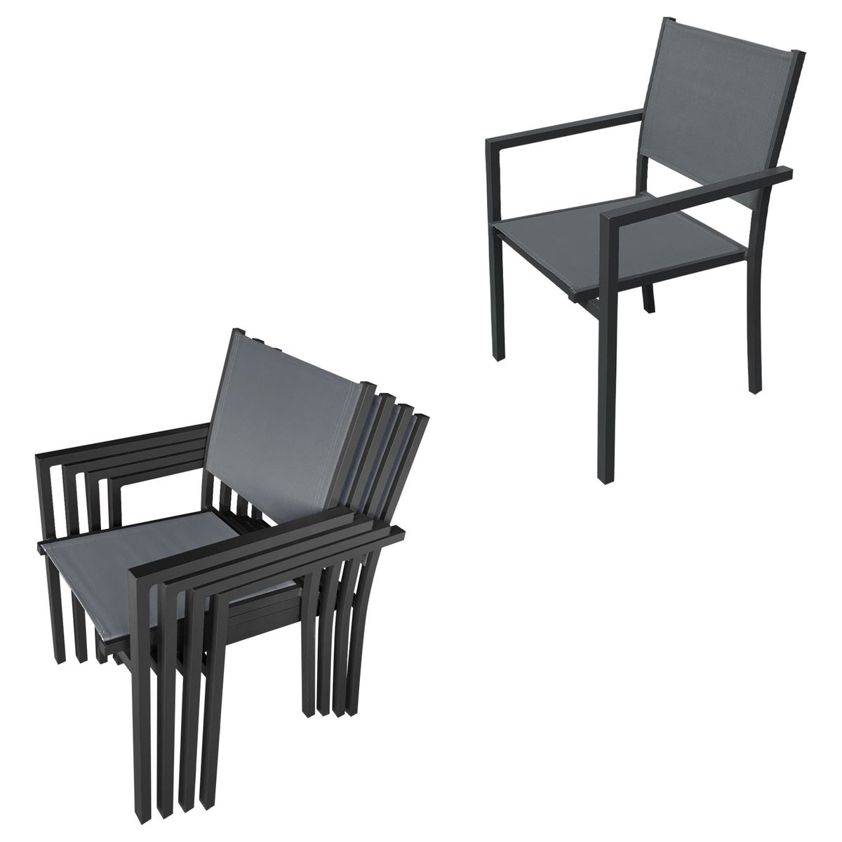 Salon de jardin, extensible, 8 pl, FIRENZE gris, HAPPY GARDEN