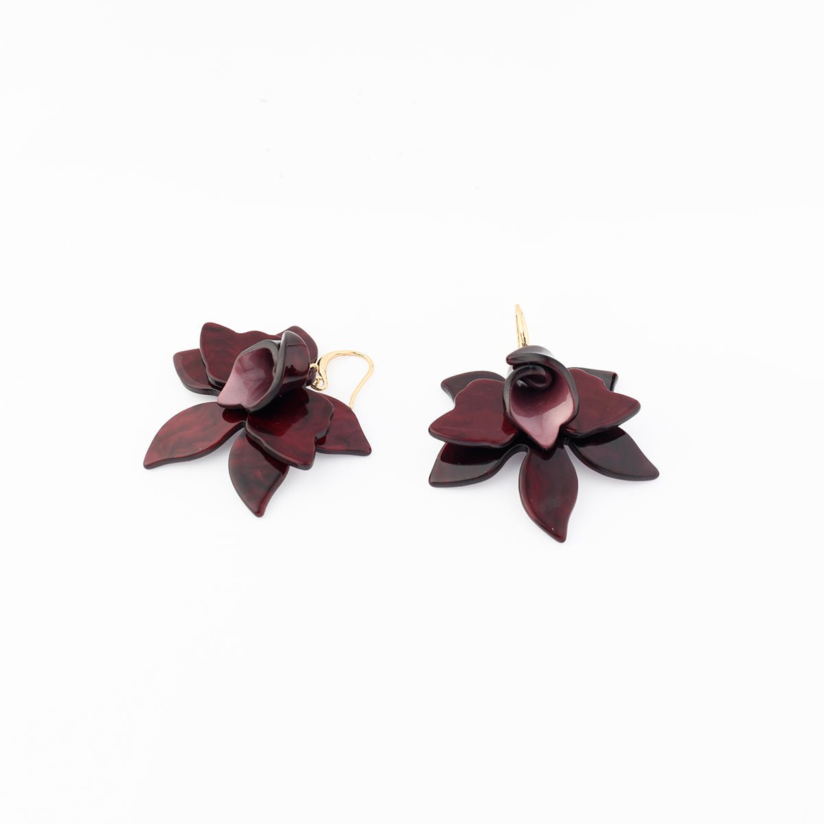 Boucles d'oreilles fleurs en résine bordeaux bordeaux, BALABOOSTE