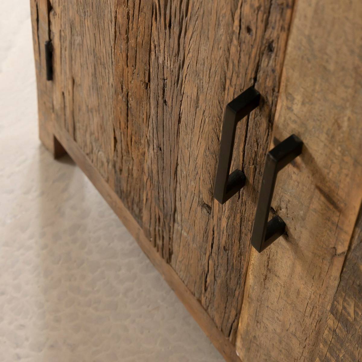 Meuble sous vasque en bois recyclé ADRIENNE bois foncé, MADE IN MEUBLES