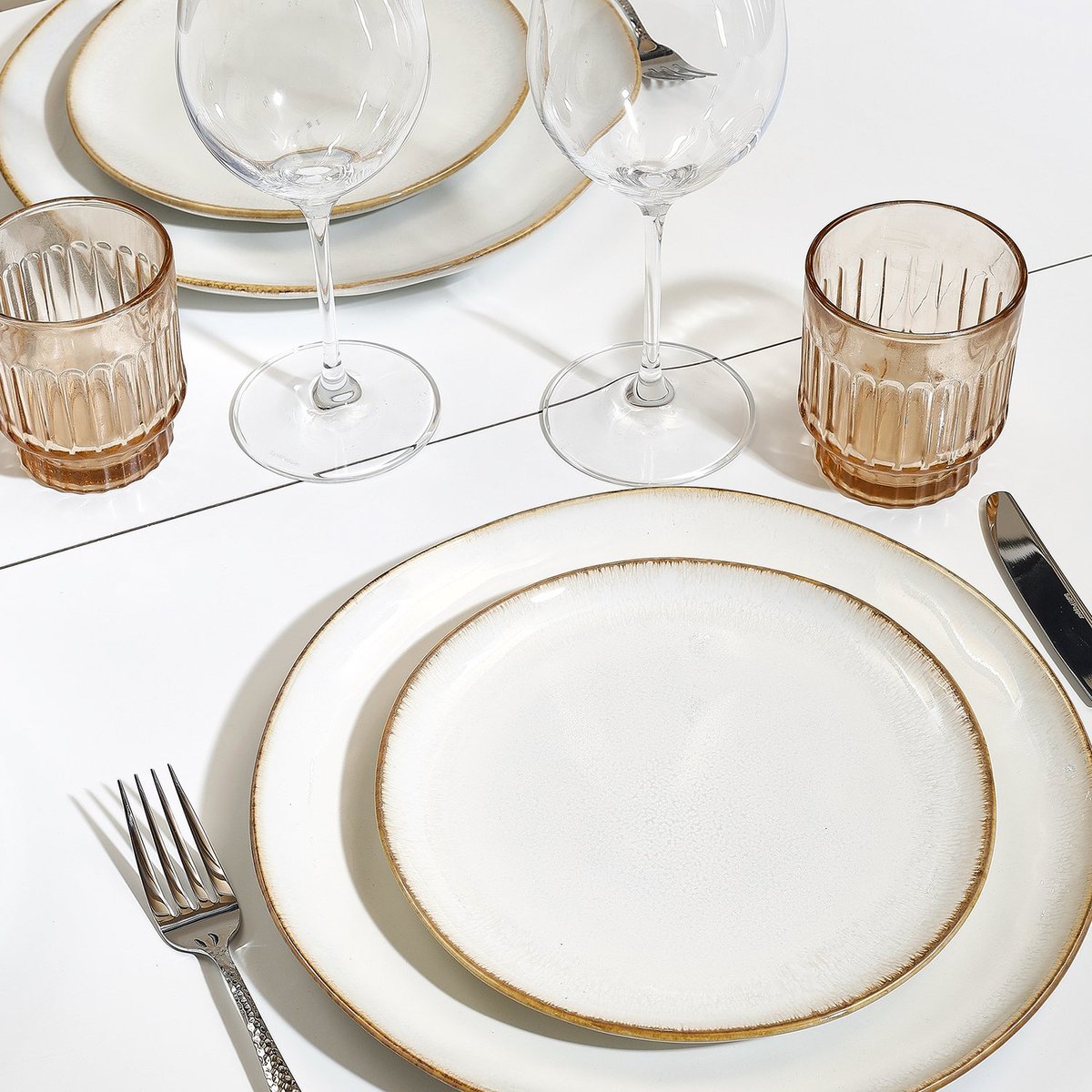 Lot de 4 assiettes 28 cm ARTISAN blanc, SALT & PEPPER