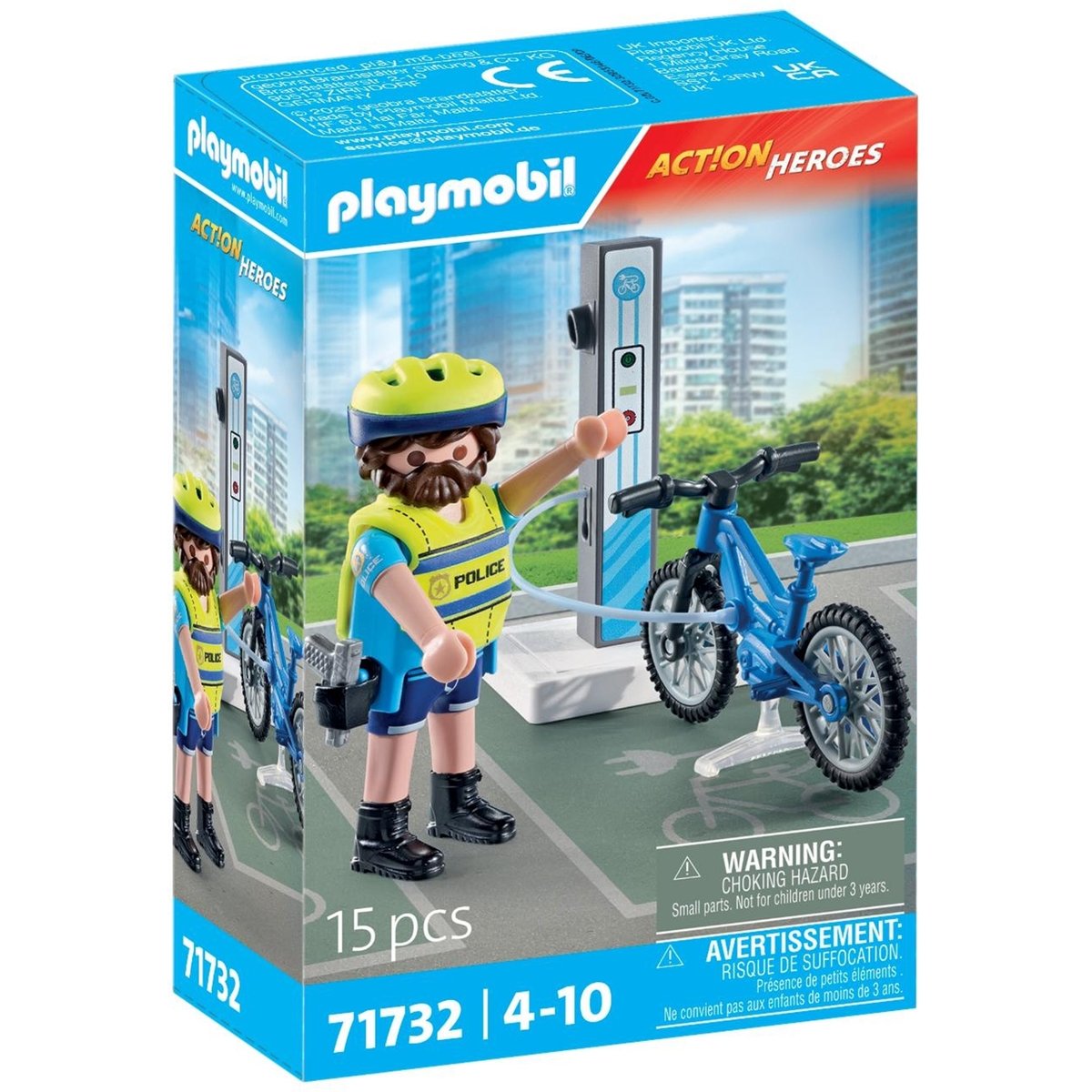 Policier cycliste et borne de recharge électrique policier cycliste et borne de recharge électrique, PLAYMOBIL