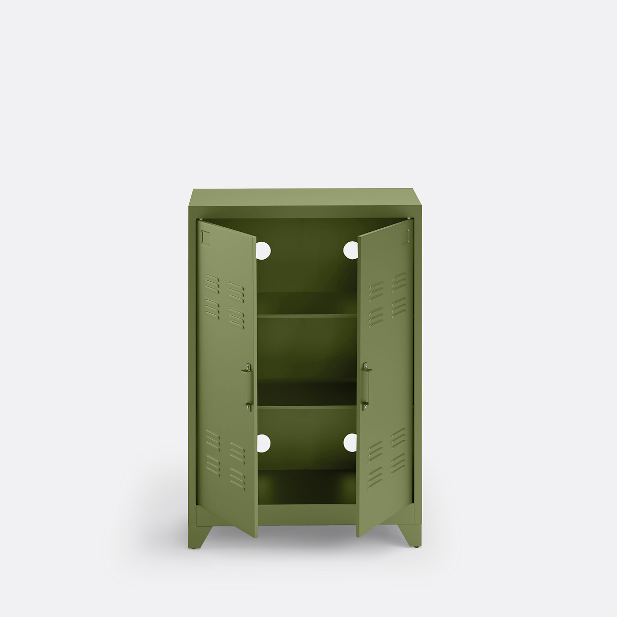 Hiba Low Cabinet with 2 Doors in Steel khaki green, LA REDOUTE INTERIEURS