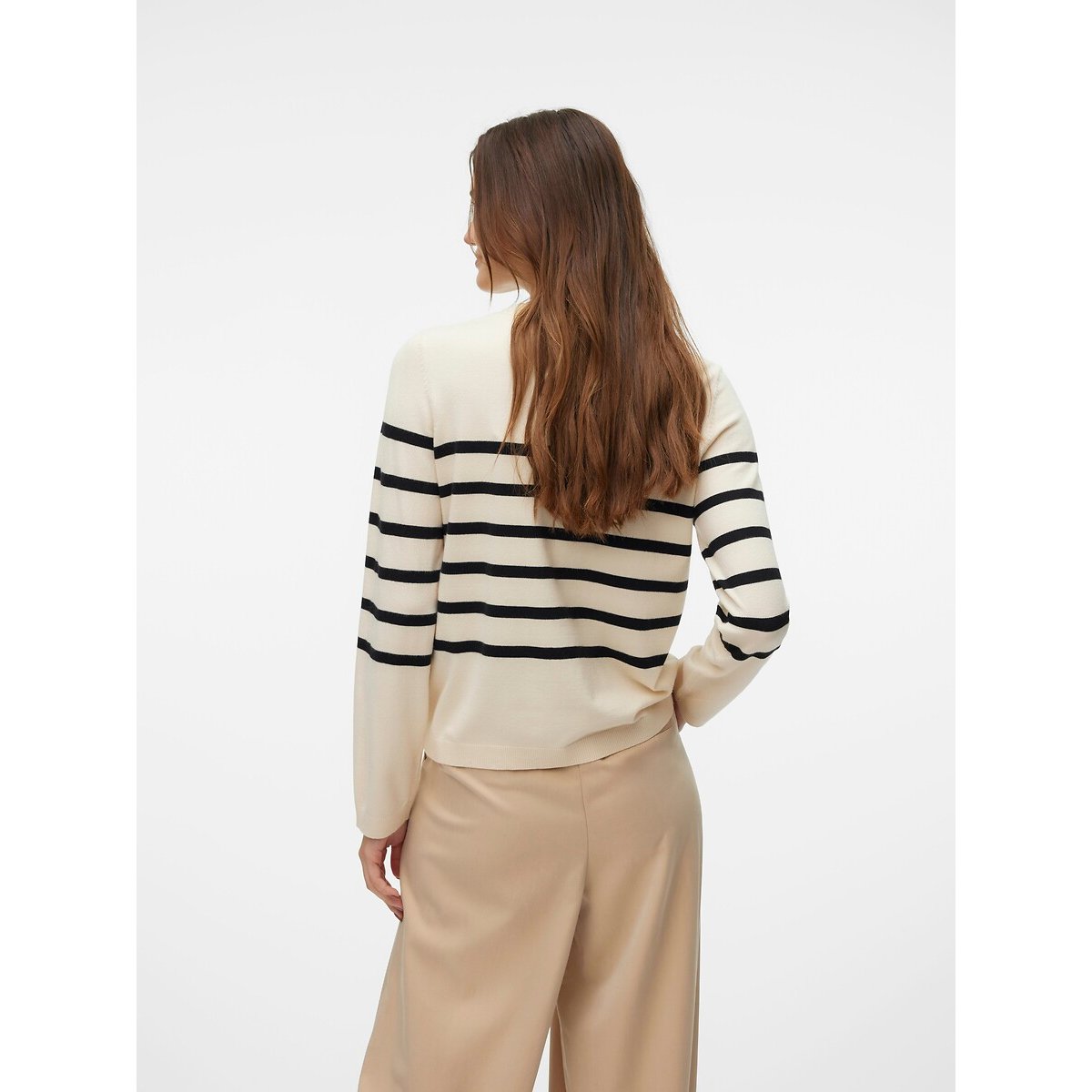 Pull col rond à rayures rayé noir, VERO MODA