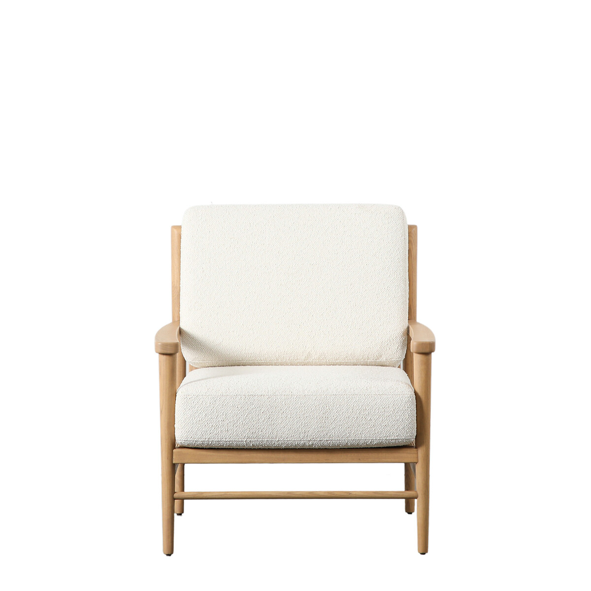 Yanam Boucle Armchair with Oak and Rattan Frame cream, SO'HOME