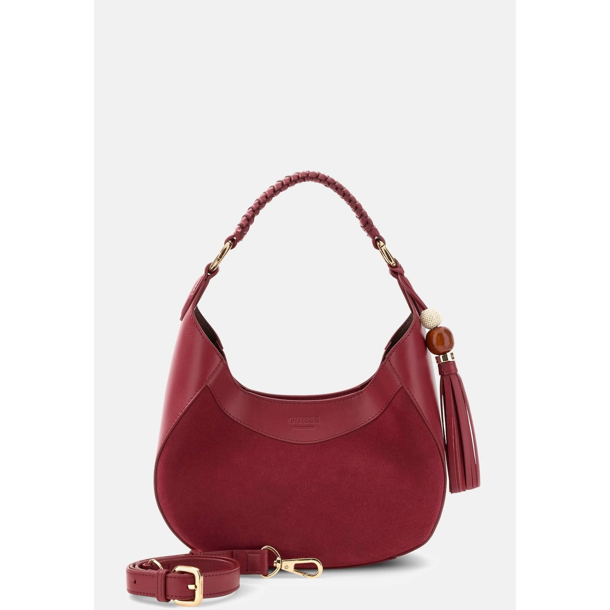 Sac Hobo En Cuir Véritable Nina rouge, GUESS