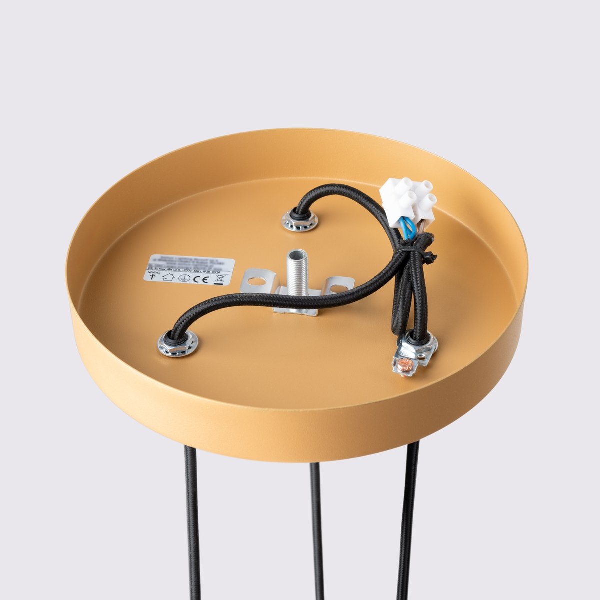 Suspension Aluminium Doré GU10 3 Karbon jaune, EDEN