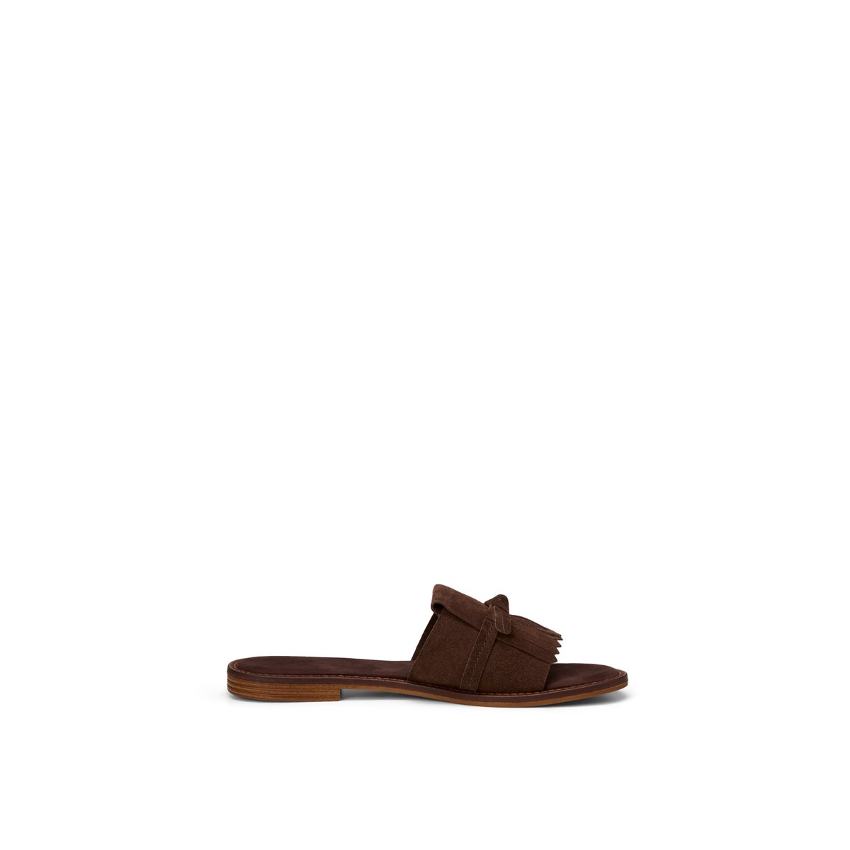 Mule modèle Babette en cuir velours doux dunkelbraun, MARC O'POLO