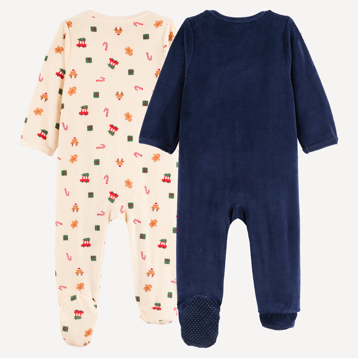 Lot de 2 pyjamas en velours, thème Noël bleu marine + écru, LA REDOUTE COLLECTIONS