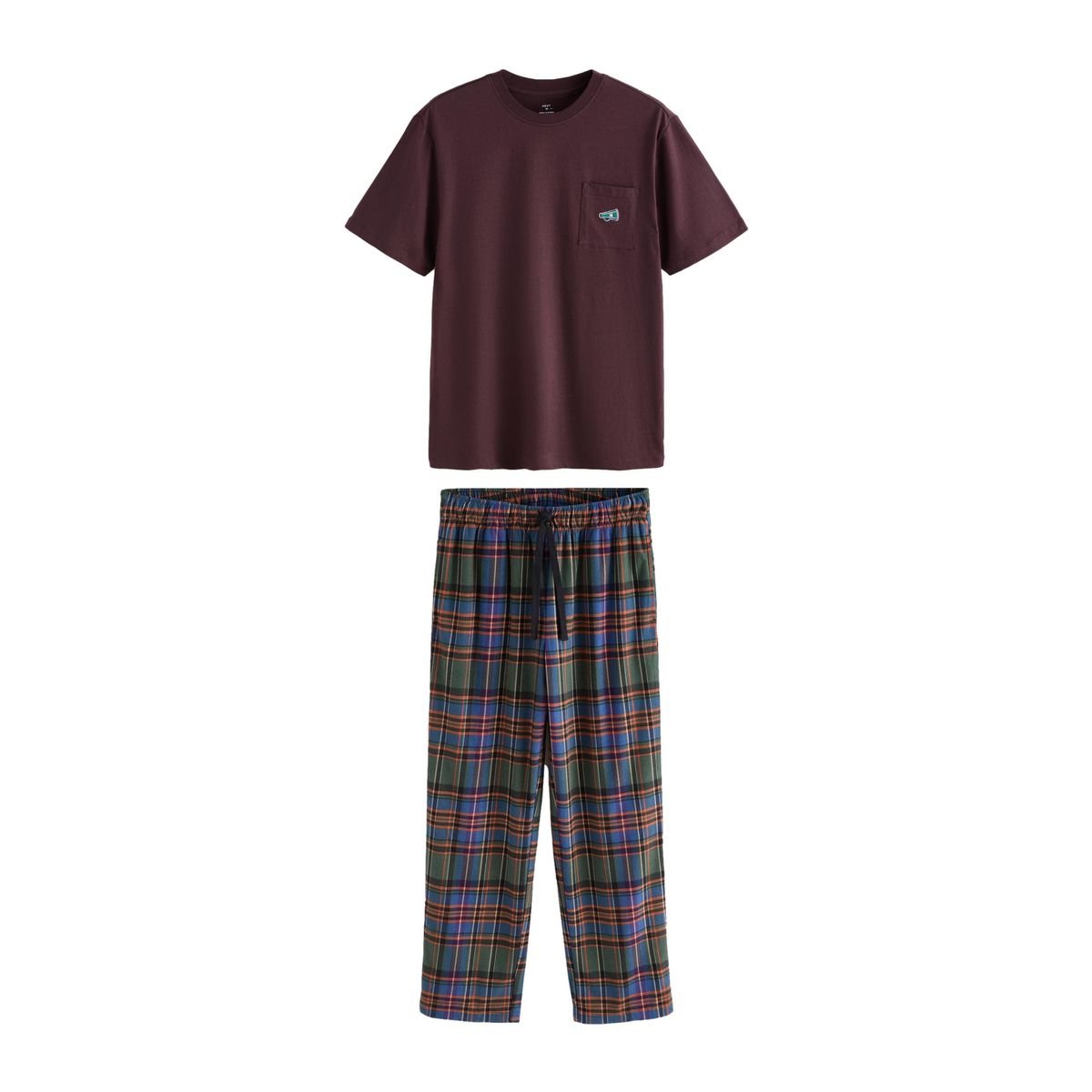 Pyjama en jersey à carreaux manches courtes violet prune, NEXT