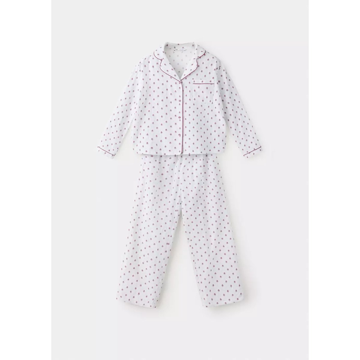 Pyjama complet imprimé à fleurs blanc cassé, MANGO TEEN