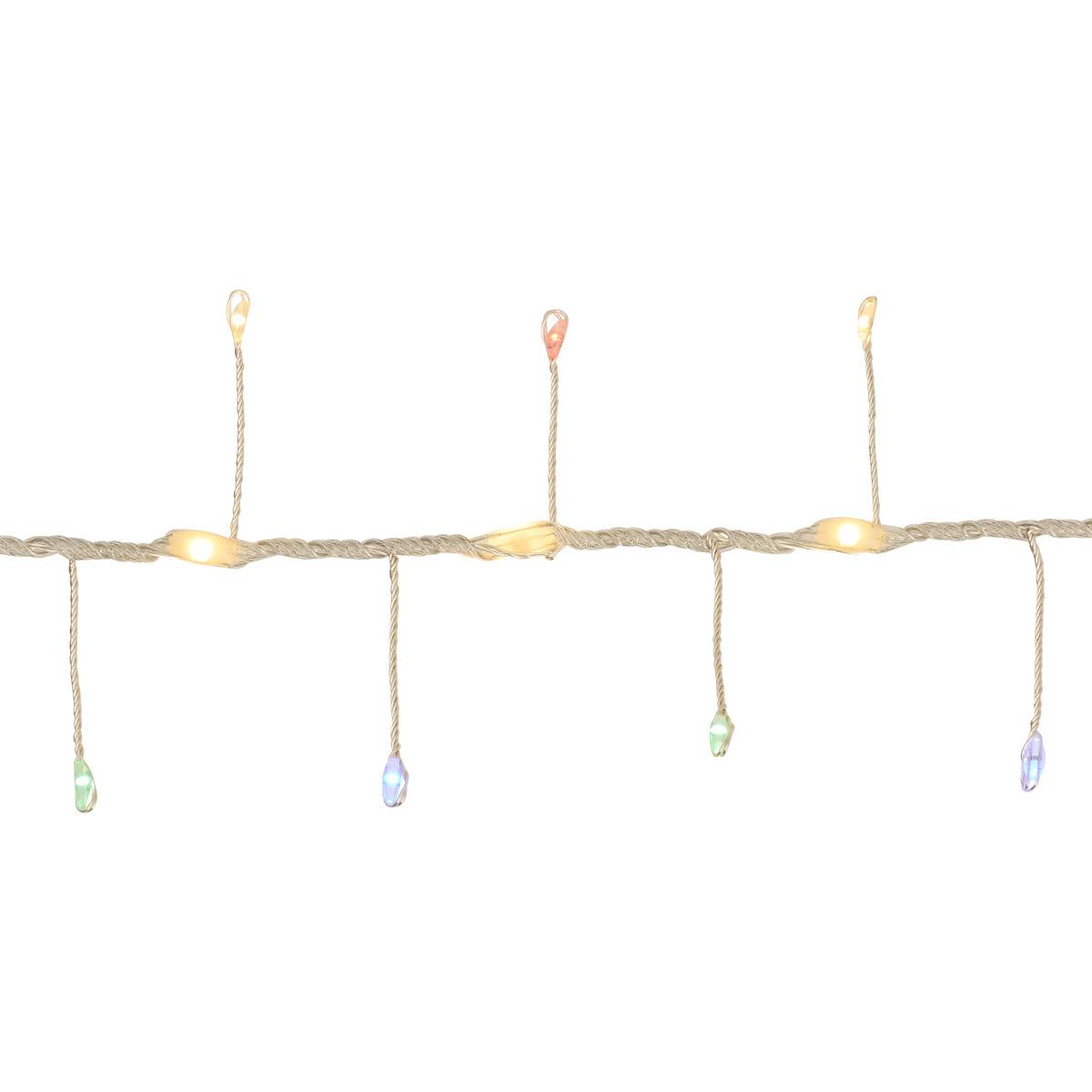 Lot de 2 guirlandes lumineuses d'extérieur 5 m 375 LED blanc chaud et multicolore fil cuivre solaire blanc chaud, ATMOSPHERA