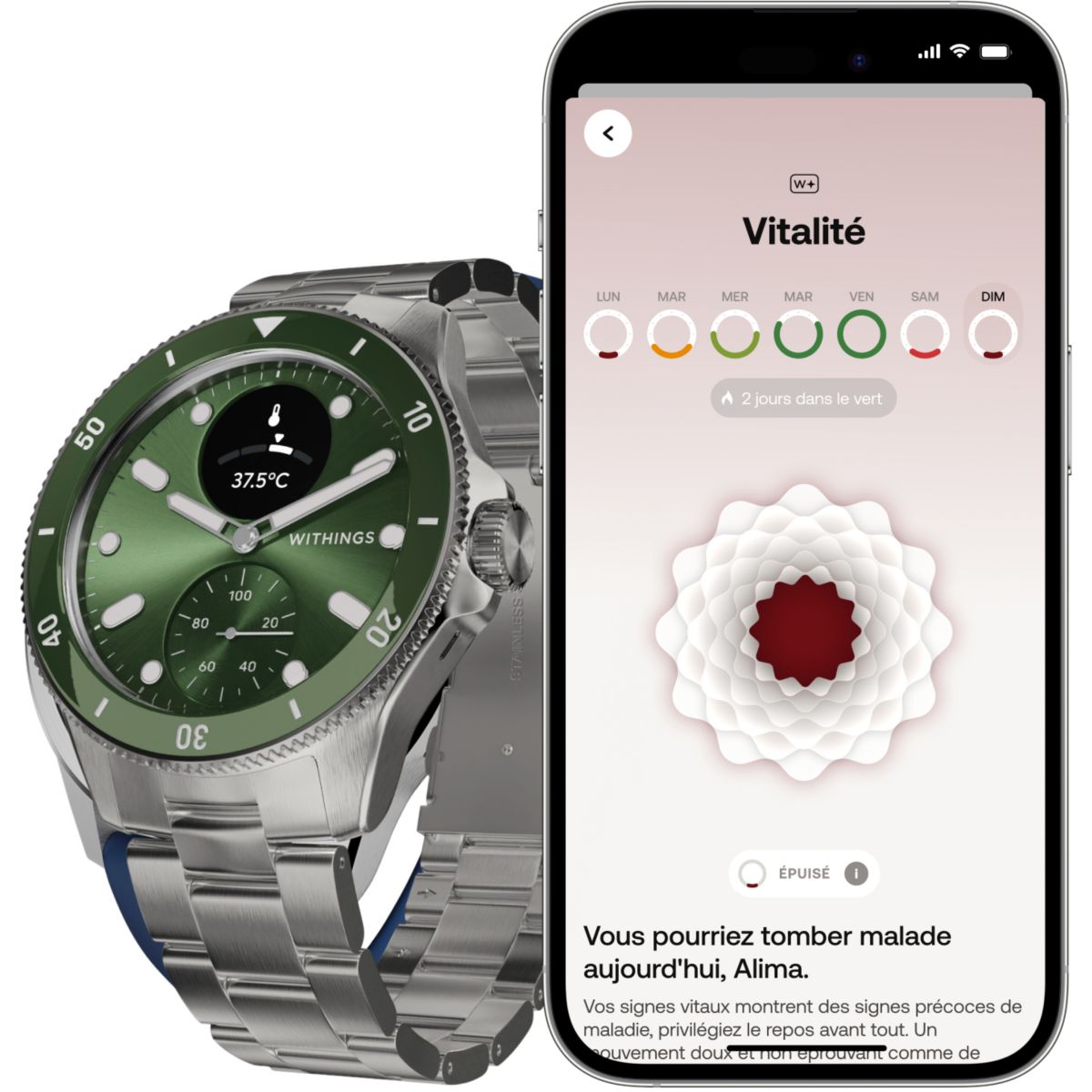 Montre santé Scanwatch Nova verte vert, WITHINGS