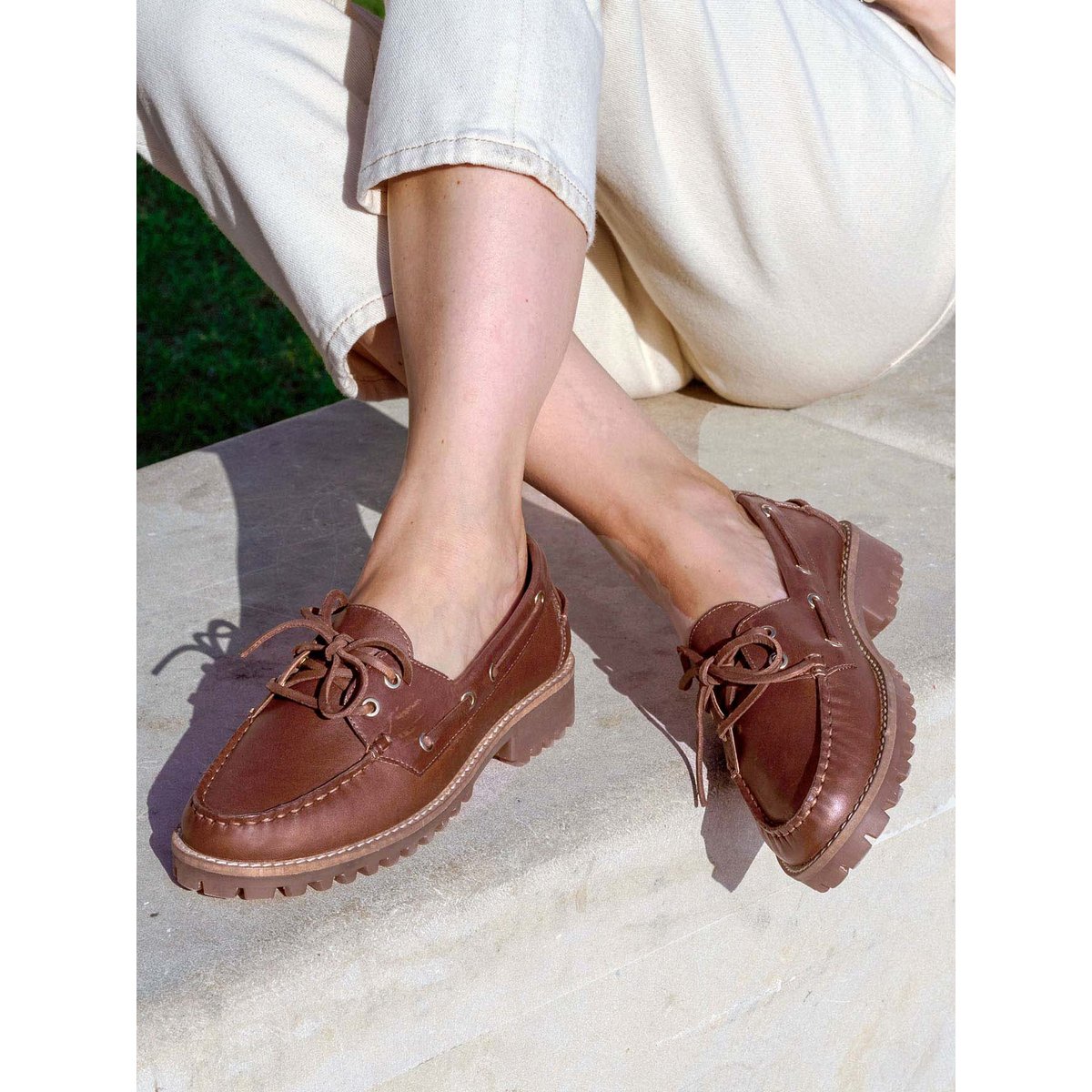 Chaussures bateau femme marron, PEDICONFORT