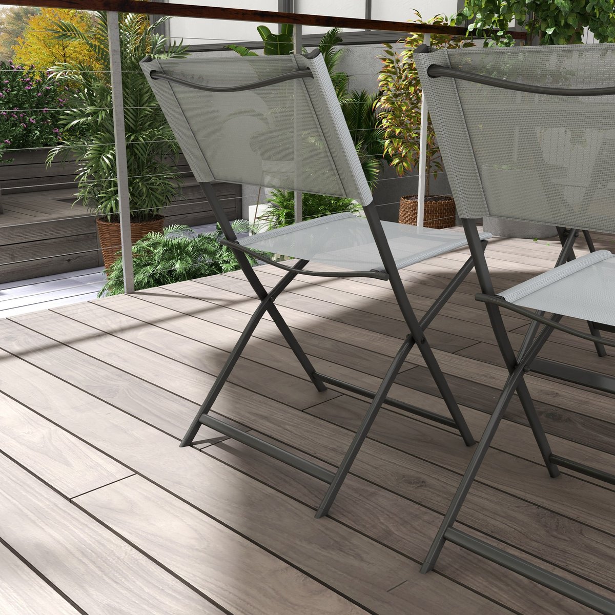 Ensemble de salon de jardin Métal Gris gris, OUTSUNNY