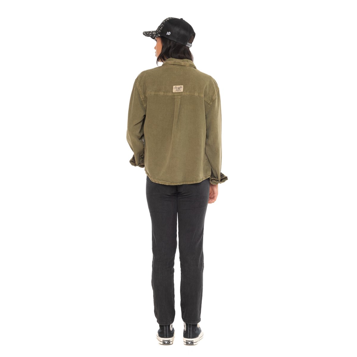 Chemise légère TAPE vert kaki/noir, VON DUTCH