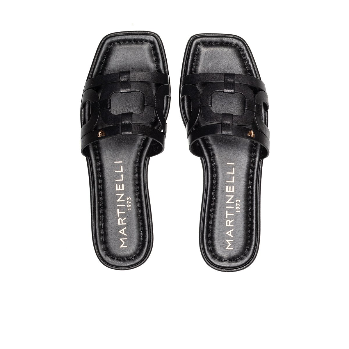 Sandales plates cuir Belisario black, MARTINELLI