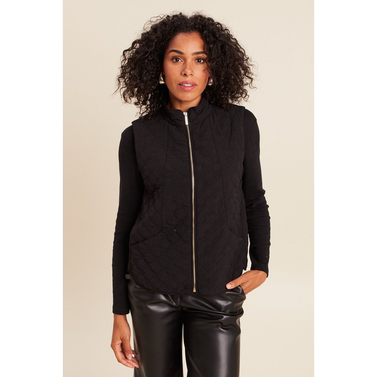 Manteau 2 en 1 col montant doublé vert kaki, BREAL